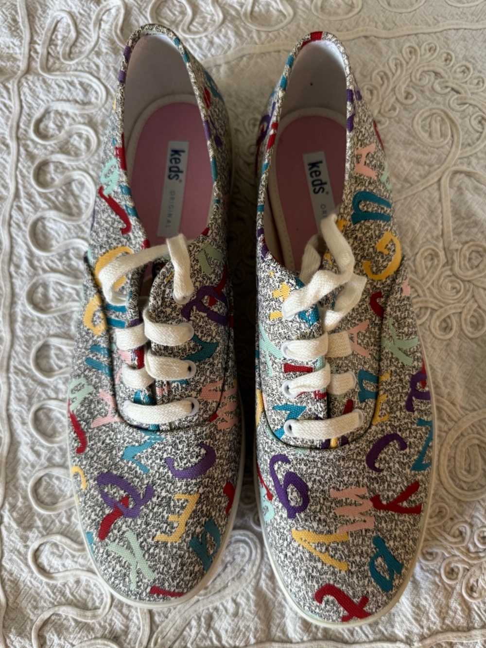 Original Keds Multi-Color Alphabet Print Canvas Sneakers 9.5